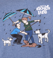 Its-A-Dogs-Life-Mens-T-Shirt-Rainy-Walk---Heather-Indigo